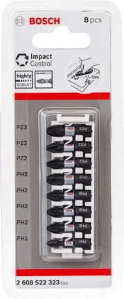 SET PUNTAS BOSCH PH1/2/3 PZ 2/3 25 MM 8 UNIDADES IMPACT CONTROL