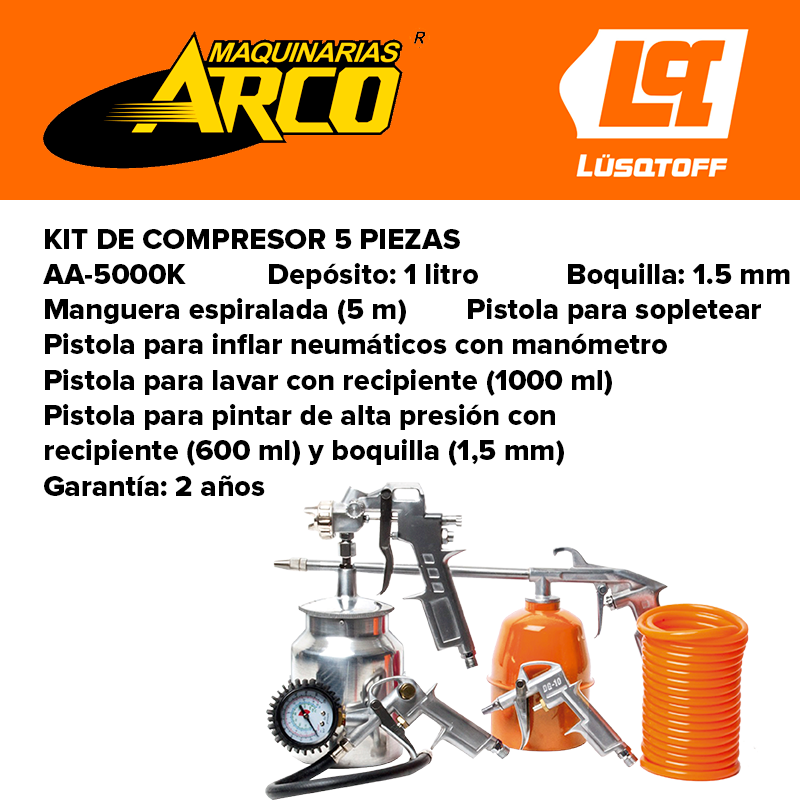Pistola De Aire Para Compresor Sopletear Y Lavar Pico Largo
